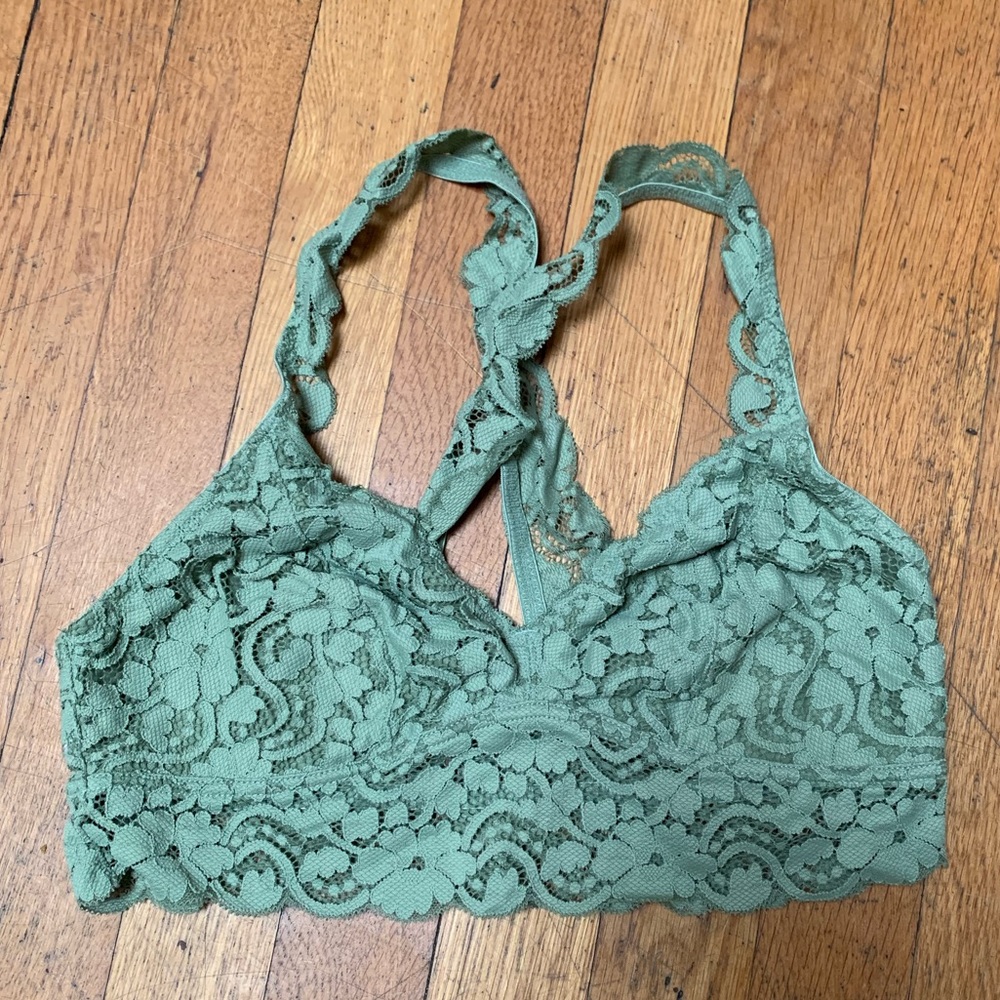 Sage green lace bralette
